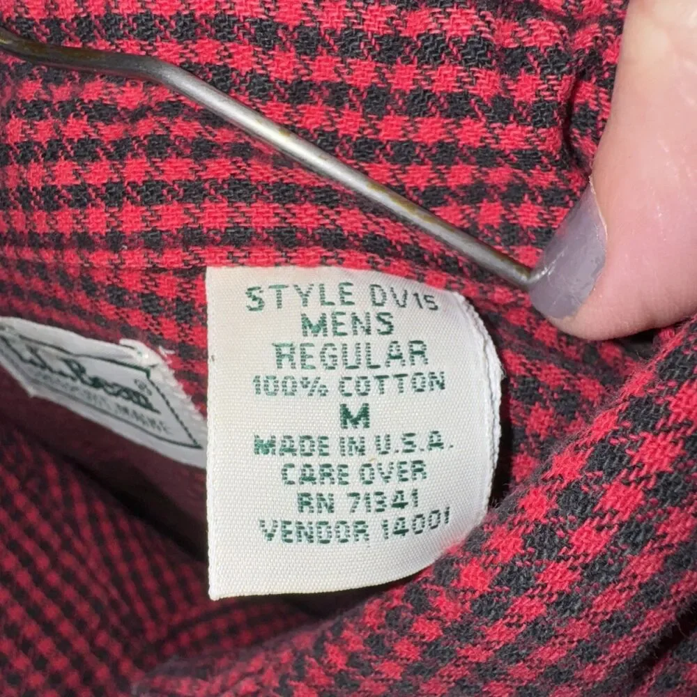 Vtg L.L. Bean Made in USA Freeport Flannel Shirt Medium Red Black Check Plaid - Picture 10 of 10